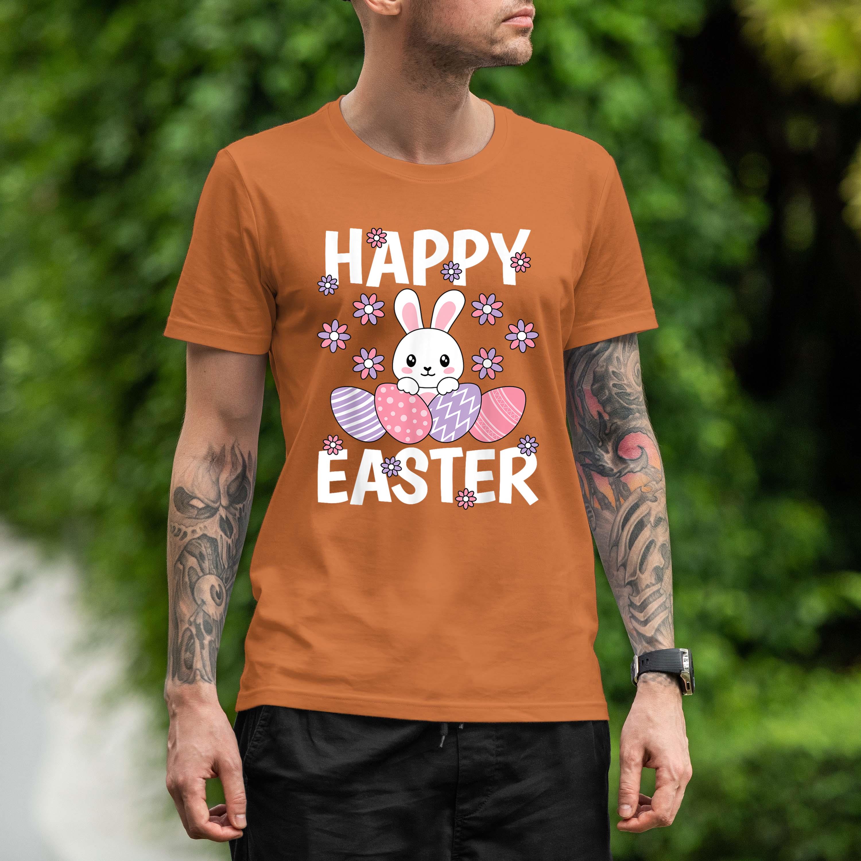 Cute Happy Easter Bunny Rabbit Egg Women Girls Kids Shirt 